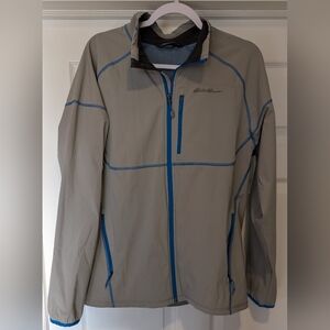 EDDIE BAUER Mens First Ascent  Full Zip Gray Blue Lightweight Jacket Size Medium